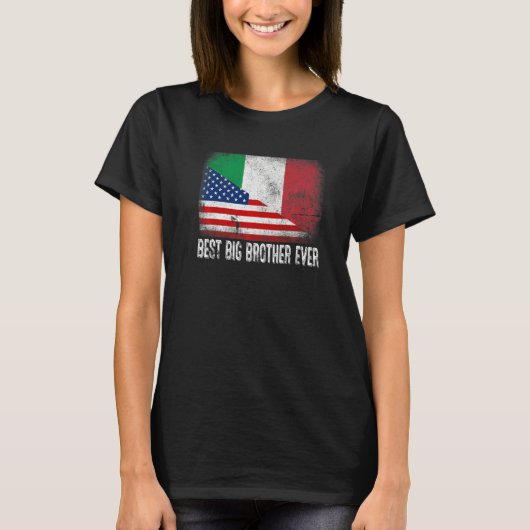 Amerikaanse vlag & Italië vlag Beste Big Brother E T-shirt (Voorkant)