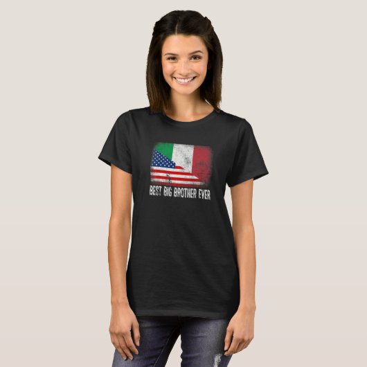 Amerikaanse vlag & Italië vlag Beste Big Brother E T-shirt (Voorkant volledig)