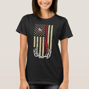 Amerikaanse vlag jacht herten gewei met geweer en t-shirt
