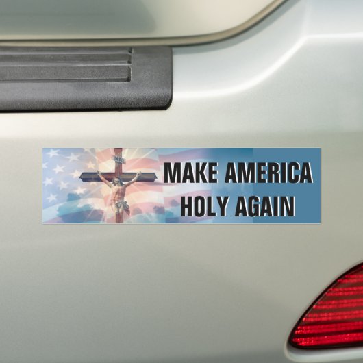 Amerikaanse vlag Jesus Crucifix in Clouds Bumpersticker (Op auto)