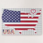 Amerikaanse vlag Jigzaag Puzzle Map Legpuzzel (Horizontaal)