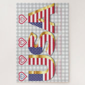 Amerikaanse vlag Jigzaag Puzzle met hart Legpuzzel (Verticaal)