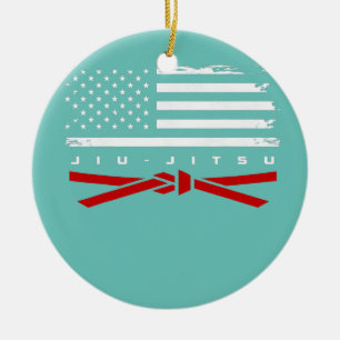 Amerikaanse vlag Jiu Jitsu Apparel Red Belt Jiu Keramisch Ornament