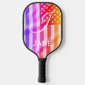 Amerikaanse vlag Jouw tekst hier pickleball paddle (Achterkant)
