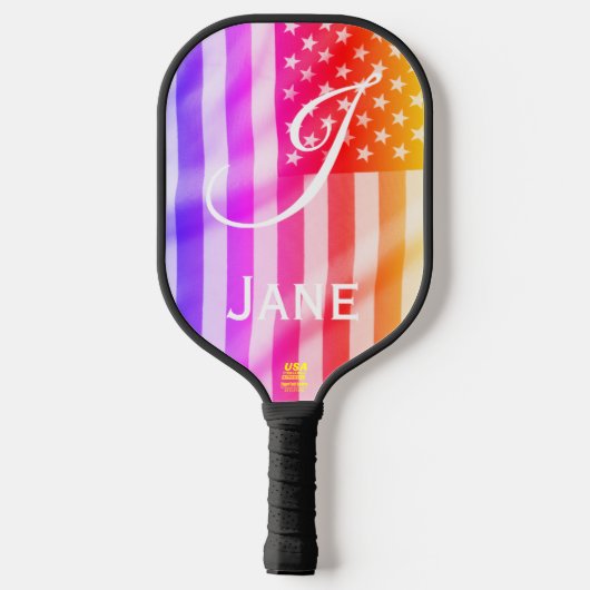 Amerikaanse vlag Jouw tekst hier pickleball paddle (Achterkant)
