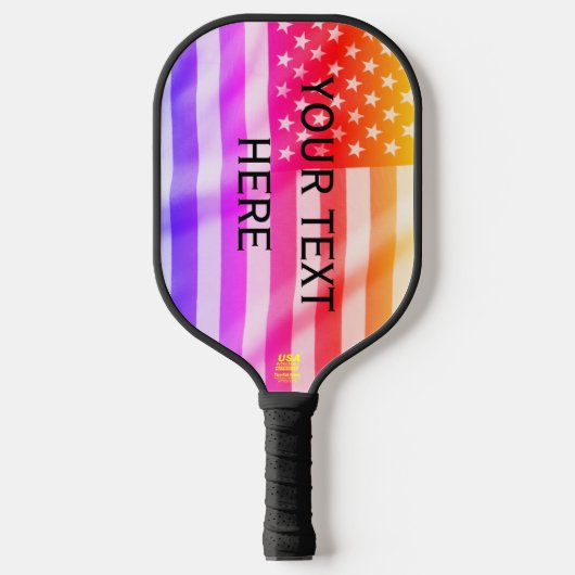 Amerikaanse vlag Jouw tekst hier pickleball paddle (Voorkant)