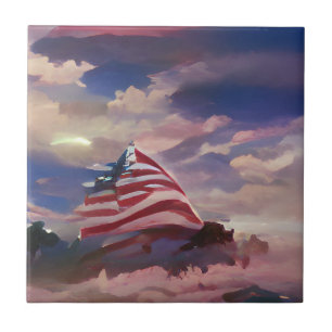 Amerikaanse vlag Juli 4 Memorial Day abstracte dig Tegeltje