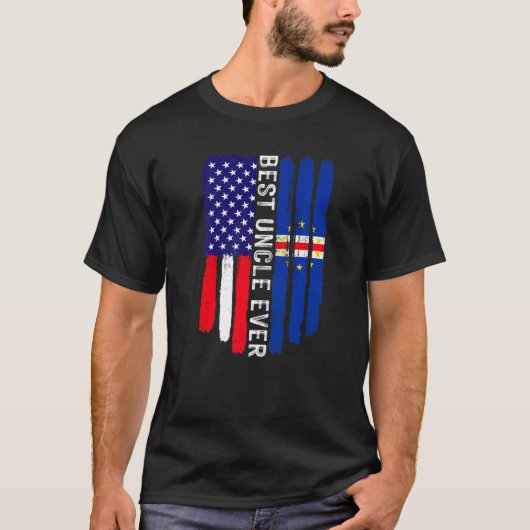 Amerikaanse vlag & Kaapverdische vlag beste oom oo T-shirt (Voorkant)