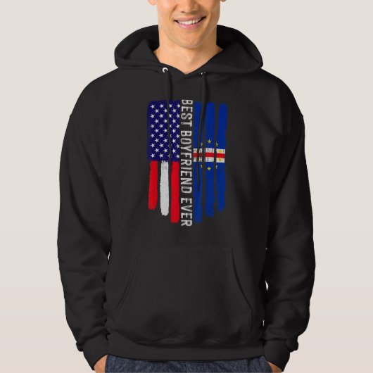 Amerikaanse vlag & Kaapverdische vlag Beste vriend Hoodie (Voorkant)