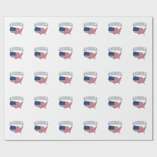 Amerikaanse Vlag Kaart Patriottisch Vintage Grafis Cadeaupapier