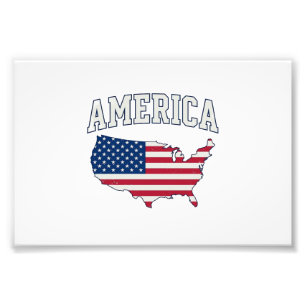 Amerikaanse Vlag Kaart Patriottisch Vintage Grafis Foto Afdruk