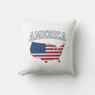 Amerikaanse Vlag Kaart Patriottisch Vintage Grafis Kussen