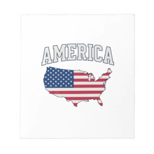 Amerikaanse Vlag Kaart Patriottisch Vintage Grafis Notitieblok