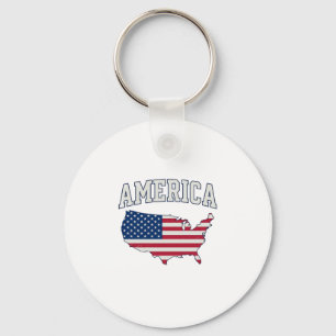 Amerikaanse Vlag Kaart Patriottisch Vintage Grafis Sleutelhanger