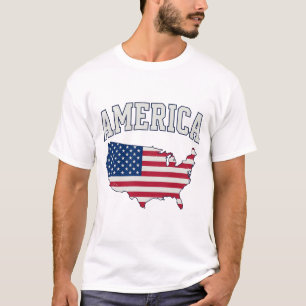 Amerikaanse Vlag Kaart Patriottisch Vintage Grafis T-shirt