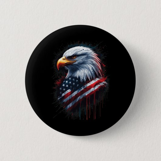 Amerikaanse vlag Kale Adelaar 4 juli Patriottische Ronde Button 5,7 Cm (Voorkant)