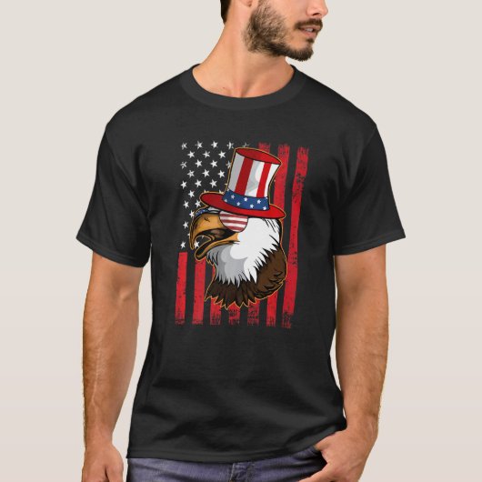 Amerikaanse vlag kale adelaar 4 juli Pet E T-shirt (Voorkant)