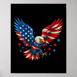 Amerikaanse vlag Kale Adelaar Mannen Patriottische Poster