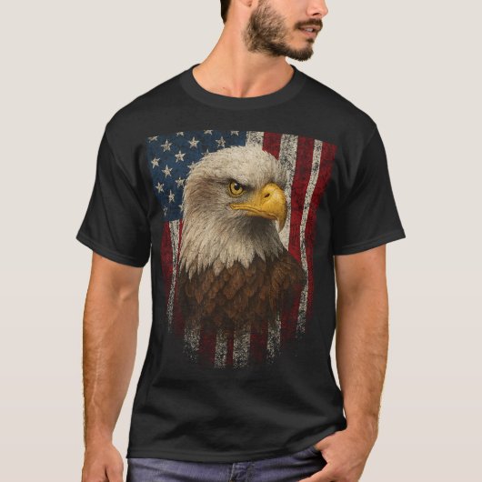 Amerikaanse vlag Kale Adelaar Patriottisch Rood Wi T-shirt (Voorkant)