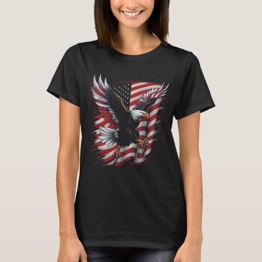 Amerikaanse Vlag Kale Adelaar Patriottische Adelaa T-shirt (Voorkant)