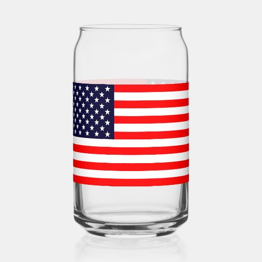 Amerikaanse Vlag Kan Glas Enkel of Glazen Set (Voorkant)