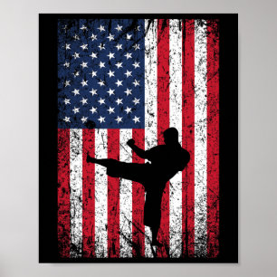 Amerikaanse vlag Karate 4 juli Marti Poster