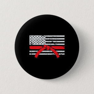 Amerikaanse Vlag Karate Cadeau Tae Kwon Do Vechter Ronde Button 5,7 Cm