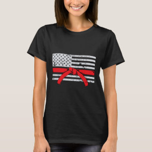 Amerikaanse Vlag Karate Cadeau Tae Kwon Do Vechter T-shirt