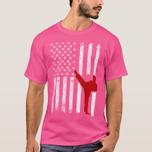 Amerikaanse vlag Karate Fighter T-shirt (Voorkant)