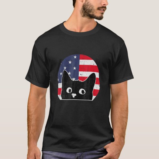 Amerikaanse vlag Kat 4 H van juli keukenpaspoort T-shirt (Voorkant)