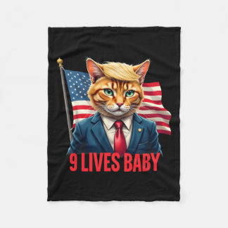 Amerikaanse vlag kat in suite Donald Trump Negen l Fleece Deken