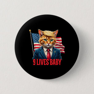 Amerikaanse vlag kat in suite Donald Trump Negen l Ronde Button 5,7 Cm