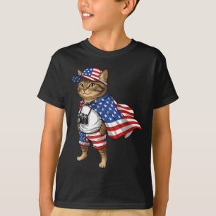 Amerikaanse Vlag Kat Rood Wit Blauw Patriottisch 4 T-shirt