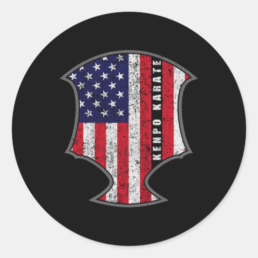 Amerikaanse vlag Kenpo Karate Fighter Patriottisch Ronde Sticker (Voorkant)