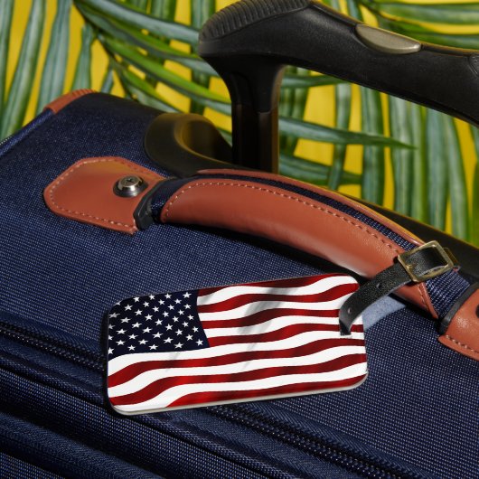 Amerikaanse Vlag Kentekenplaat Bagagelabel (Voorkant Insitu 3)
