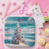 Amerikaanse vlag kerstboom papieren bordje (Feest)