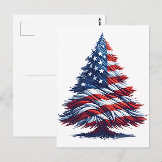 Amerikaanse Vlag Kerstboom Patriottische Kunst Briefkaart (Voorkant / Achterkant)