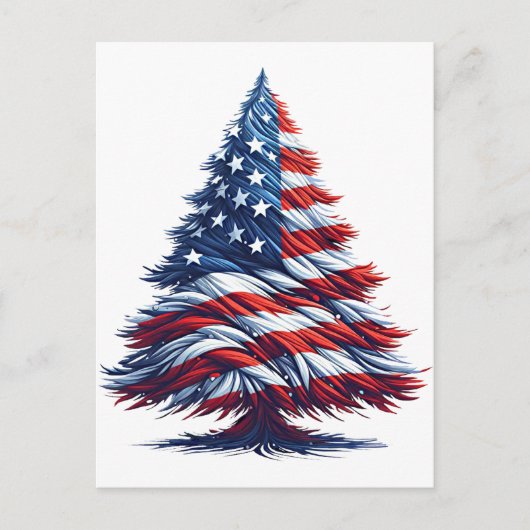 Amerikaanse Vlag Kerstboom Patriottische Kunst Briefkaart (Voorkant)