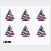 Amerikaanse Vlag Kerstboom Patriottische Kunst Ronde Sticker (Vel)