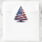 Amerikaanse Vlag Kerstboom Patriottische Kunst Ronde Sticker (Tas)