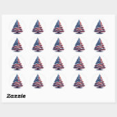 Amerikaanse Vlag Kerstboom Patriottische Kunst Ronde Sticker (Vel)