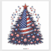Amerikaanse Vlag Kerstboom Patriottische Kunst Sticker (Vel)