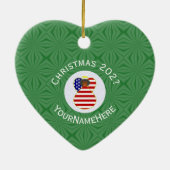Amerikaanse vlag - kerstkerken - naam jaar hart keramisch ornament (Achterkant)