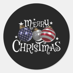 Amerikaanse Vlag Kerstmis Boom Ballen US Patriotti Ronde Sticker