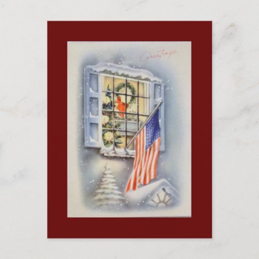  Amerikaanse vlag Kerstmis Feestdagenkaart (Voorkant)