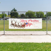 Amerikaanse vlag Kerstmis in Santa Reindean buiten Spandoek (Insitu)