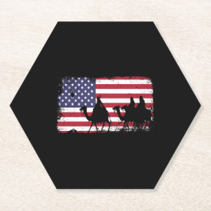 Amerikaanse vlag Kerstmis Kartonnen Onderzetters