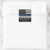 Amerikaanse vlag Kerstmis van de politie Thin Blue Vierkante Sticker (Tas)