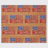 Amerikaanse vlag Kerstmis (vaste tekst) Cadeaupapier (Vlak)