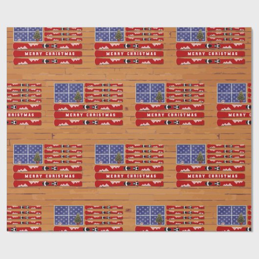 Amerikaanse vlag Kerstmis (vaste tekst) Cadeaupapier (Vlak)